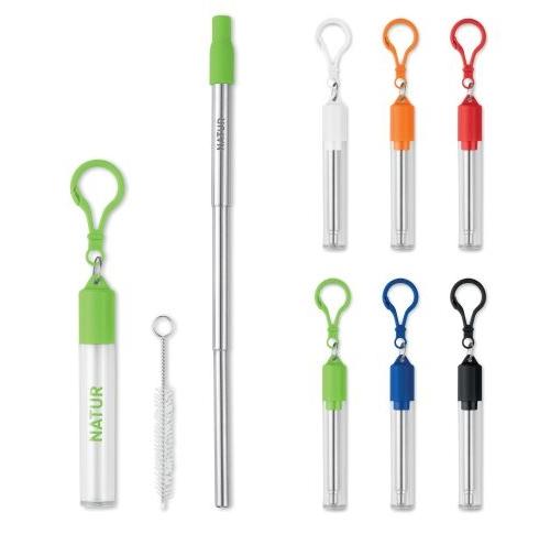 Printed Collapsible Reusable Stainless Steel Straw & Brush